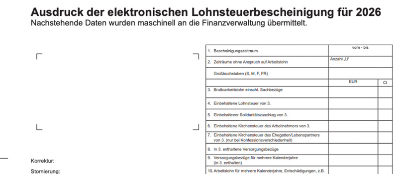 Muster der Lohnsteuerbescheinigung 2026