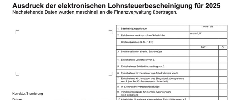 Elektronische Lohnsteuerbescheinigung 2025 geändert