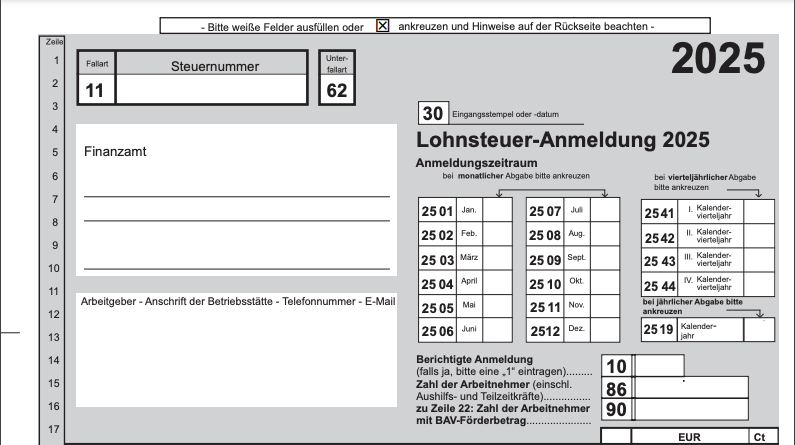 Neues Lohnsteuer-Formular 2025